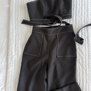 Lovers + Friends Black 2 Piece Set with White Stitching